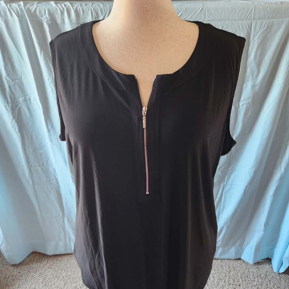 Dressbarn Black Zip-Front Tank
